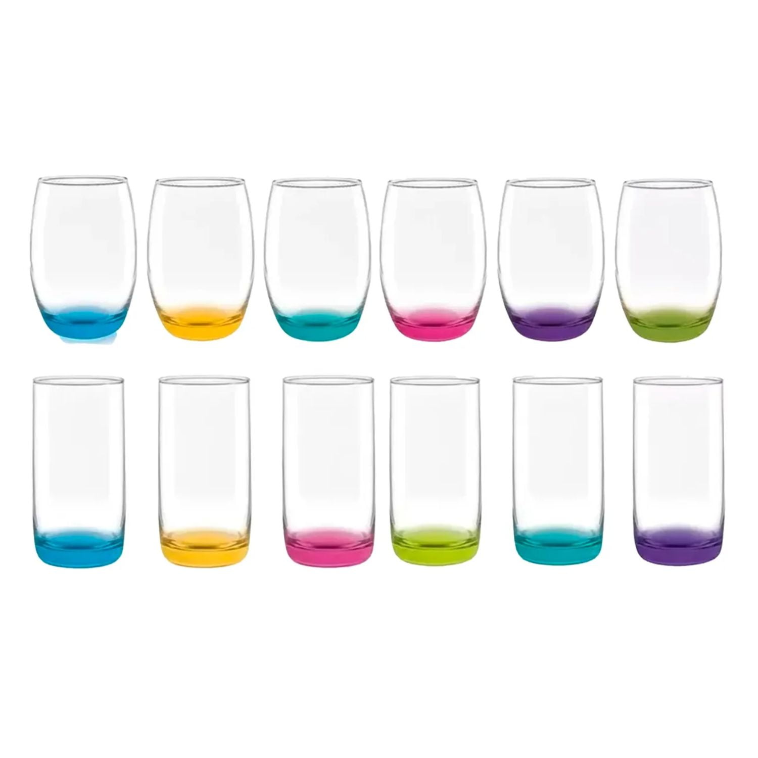 Pack 6 Vasos Altos Modelos Monterrey + 6 Mikonos Fondo Color Cristar