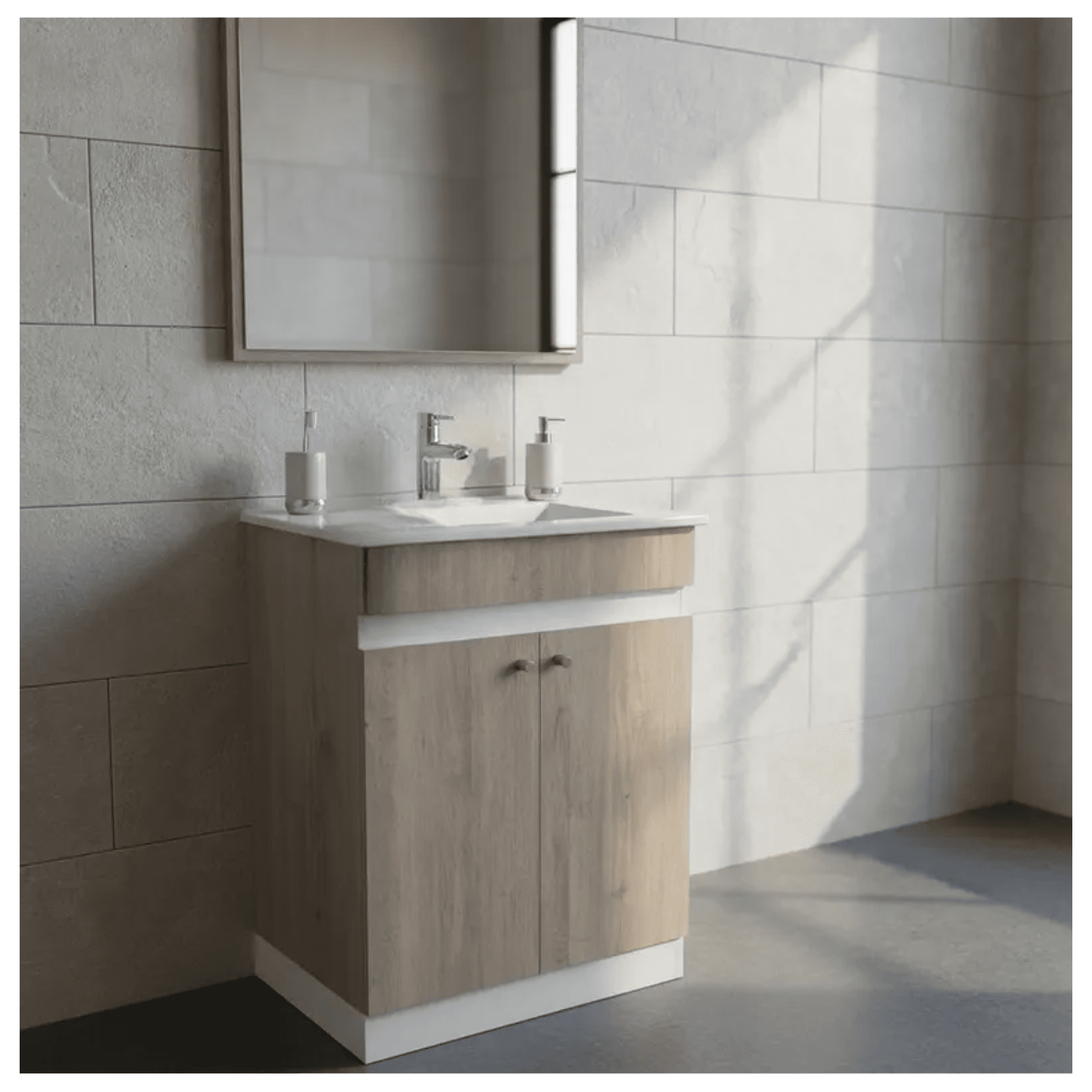 Modern Space - Mueble Vanitorio 60x47 Cm Jerez Con Lavamanos Y Grifería ¡listo Para Instalar!