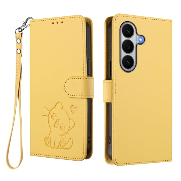 Funda de Gato tipo Libro para Samsung Galaxy A27 5G, Amarillo