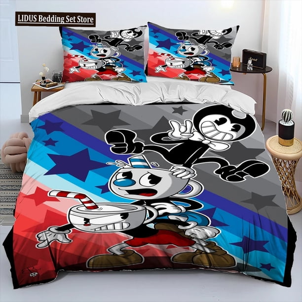 x2521 Bed SheetsCuphead And Mugman,Game Gamer Comforter Bedding Set,Duvet Cover Bed Set Quilt Cover Pillowcase, Size Bedding Set Boys 3-Piece Bedding Set (1 Duvet Cover + 2 Pillow Shams) nj2521
