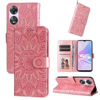 Funda Tipo Cartera Foxdock Para Oppo A78 5G , Diseño Girasol En Relieve, Cuero Pu, Cierre Magnético, Soporte Y Tarjetero