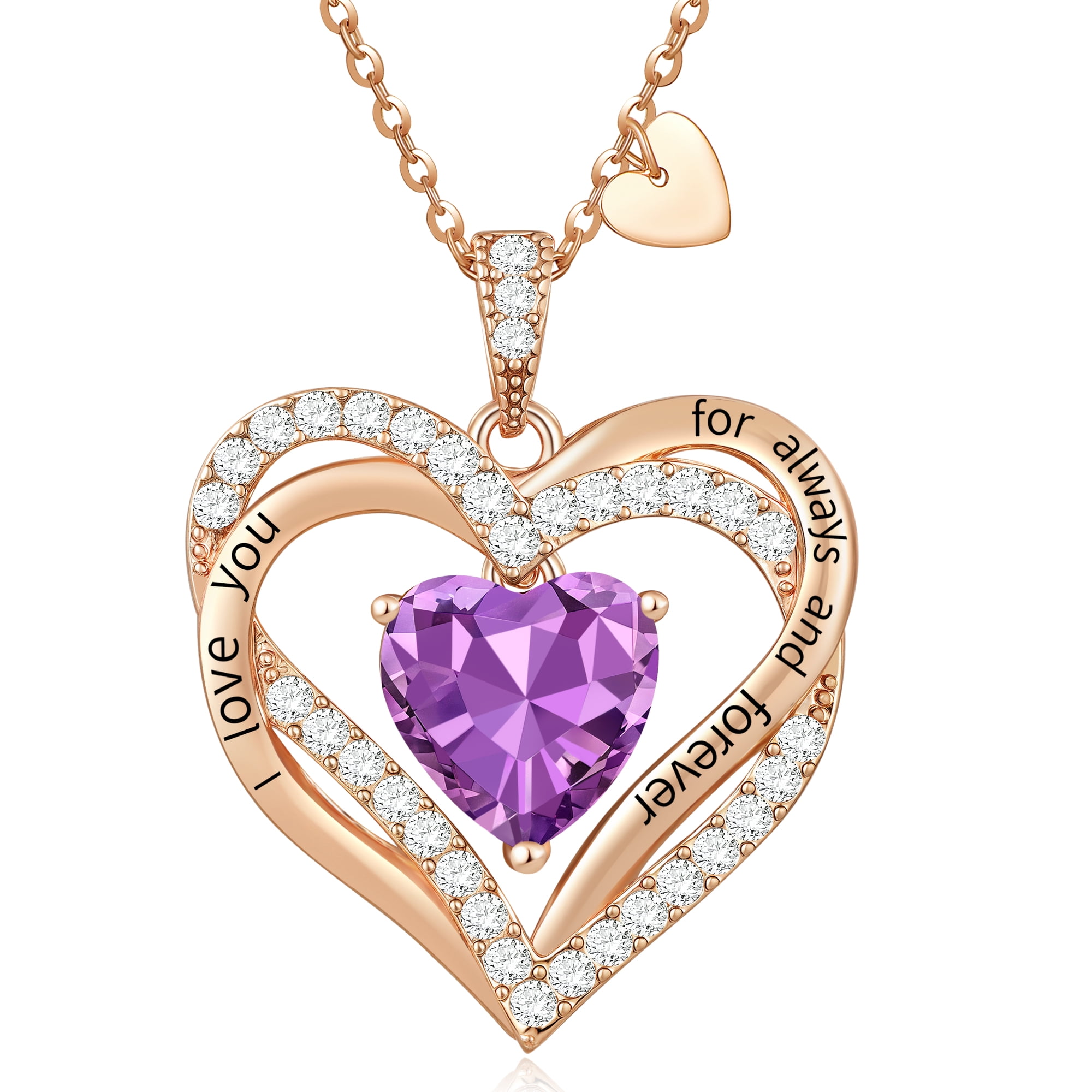 Heshpaws - Colcollares Colgantes De Amor De Amor Para Mujeres Con Piedra De Nacimiento Zirconia, Regalo De Joyería De Aniversario De Cumpleaños De Navidad Para Mujeres Esposa