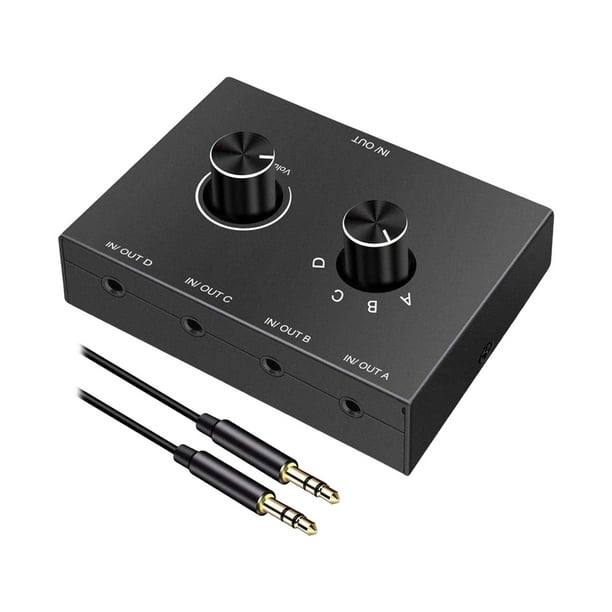 Caja De Conmutador De Audio Portátil Con Interruptor De Audio De 3,5 Mm Para Computadora Portátil Con Auriculares De PC