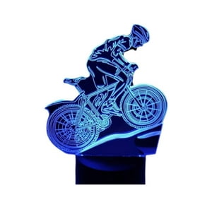 Lelumania - Lampara Ilusion 3D Ciclista De 7 Colores, Base Touch