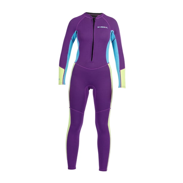 Traje de neopreno para niños, niñas y jóvenes, de 2,5 mm, con cremallera frontal, térmico, de cuerpo entero, ideal para nadar, bucear, hacer surf y hacer esnórquel. Púrpura