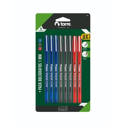 Set De Bolígrafo Azul-Negro-Rojo  Torre