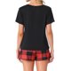 thumbnail image 3 of INSPIRE CHIC Conjunto de Pijama de Mujer a Cuadros, Mezcla de Algodón Suave, Camiseta de Manga Corta y Pantalones Cortos con Bolsillos para Primavera Verano S Rojo, 3 of 5
