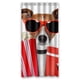 thumbnail image 1 of Cortina de ducha con diseño de perro adorable y gafas, con ganchos, tamaño 36 x 72 pulgadas, 1 of 3