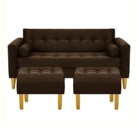 Bodevir - Sofa Retro 3C + 2 Pouf Felpa 01 Chocolate