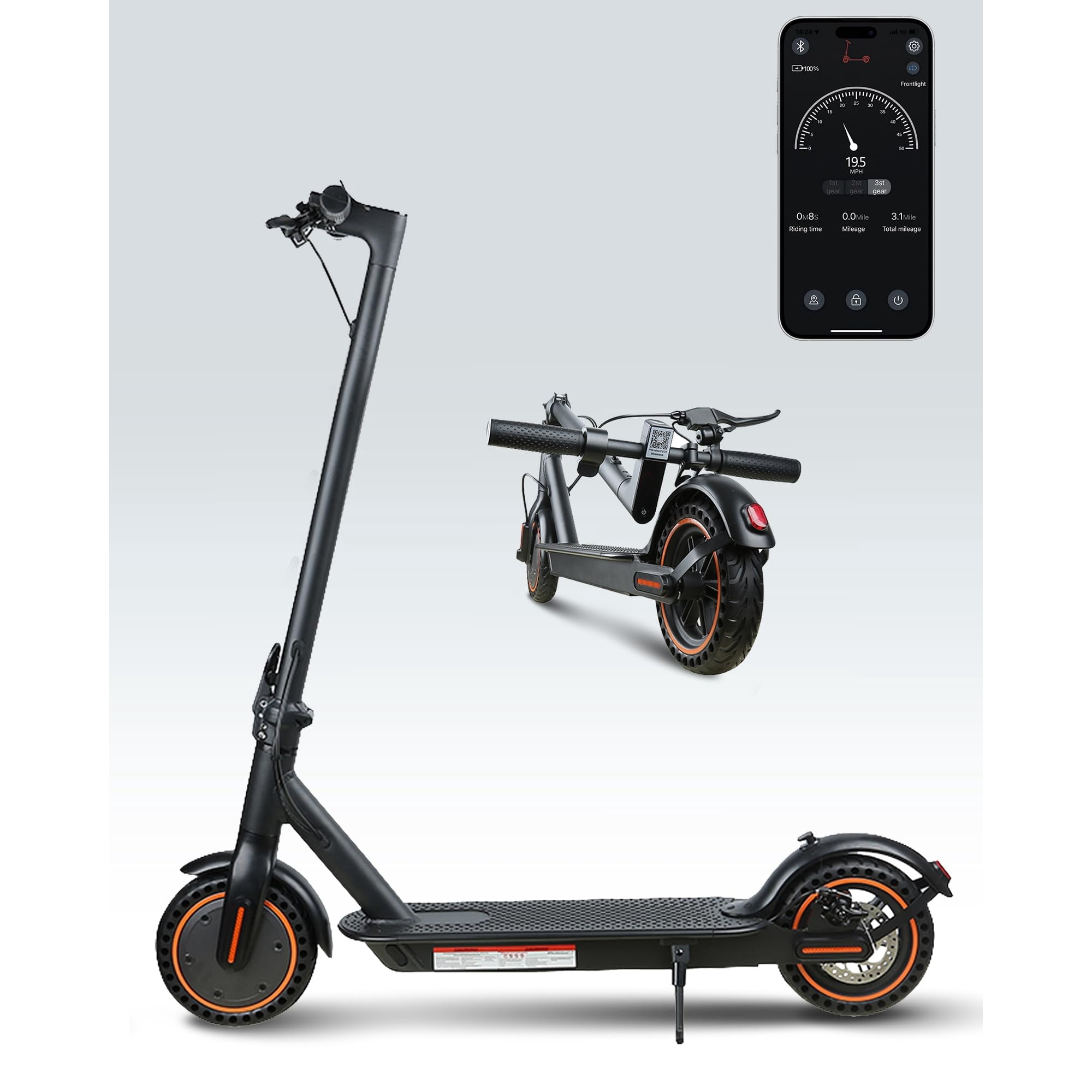 Patinete Eléctrico Qnq 8.5 Naranja Y Negro