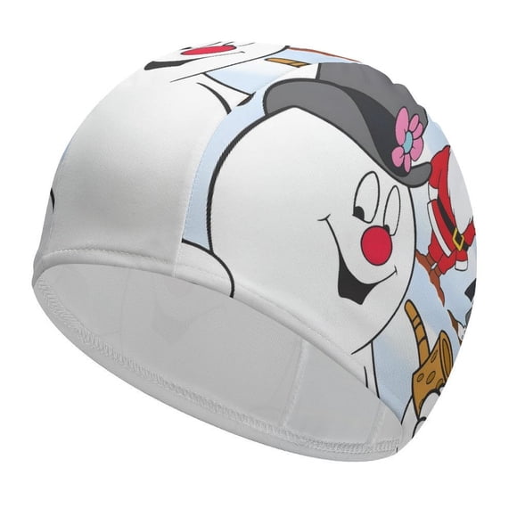 Frosty el hombre de nieve Gorro de Natación de Licra, Gorro de Baño de Tela Cómoda, Gorro Elástico Antideslizante para Hombres, Mujeres y Niños