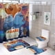 thumbnail image 1 of Escandalosos (2)-theme 4-Piece Shower Curtain Set with Rugs, Waterproof Bathroom Decor Set Includes Bath Mat, U-Shaped Rug, Toilet Lid Cover and Curtain with Hooks, 1 of 6