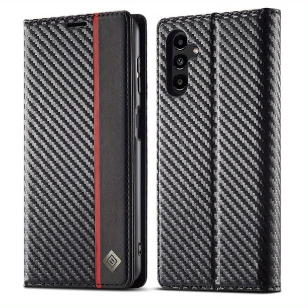 Premium Leather Wallet Case with Carbon Fiber Pattern for Samsung Galaxy S23 Ultra S22 S21 FE Ultra S20 FE S10 Plus A54 A53 A52 A52s A51