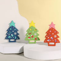 Genérico - Set 3 Mordedor Silicona Suave Bebés Arbol Navideño Lau