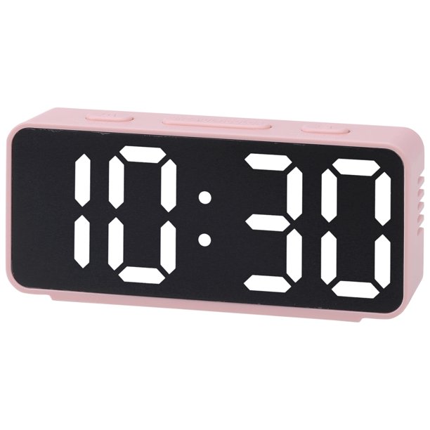 Reloj Despertador Digital REGALWOVEN Brillo Ajustable, Doble Alarma, Puertos de Carga USB para Dormitorio/Residencia Rosa 5.1"L x 1.0"W x 2.2"H