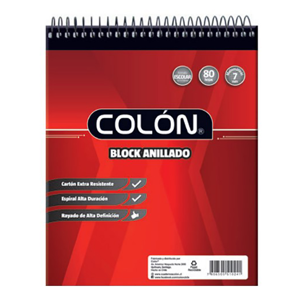 Colon - Pack De 10 Blocks Escolar Espiral Matemáticas 80 Hojas