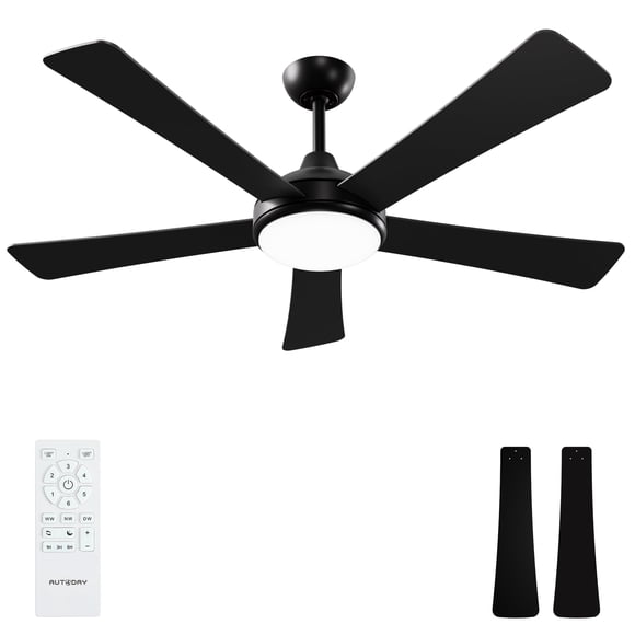 Ventilador de techo Autoday 132 cm con luz y control remoto, 5 aspas