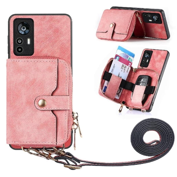 Funda Tipo Cartera con Correa Cruzada para Xaiomi 12T Pro Protección Contra Golpes Rosa