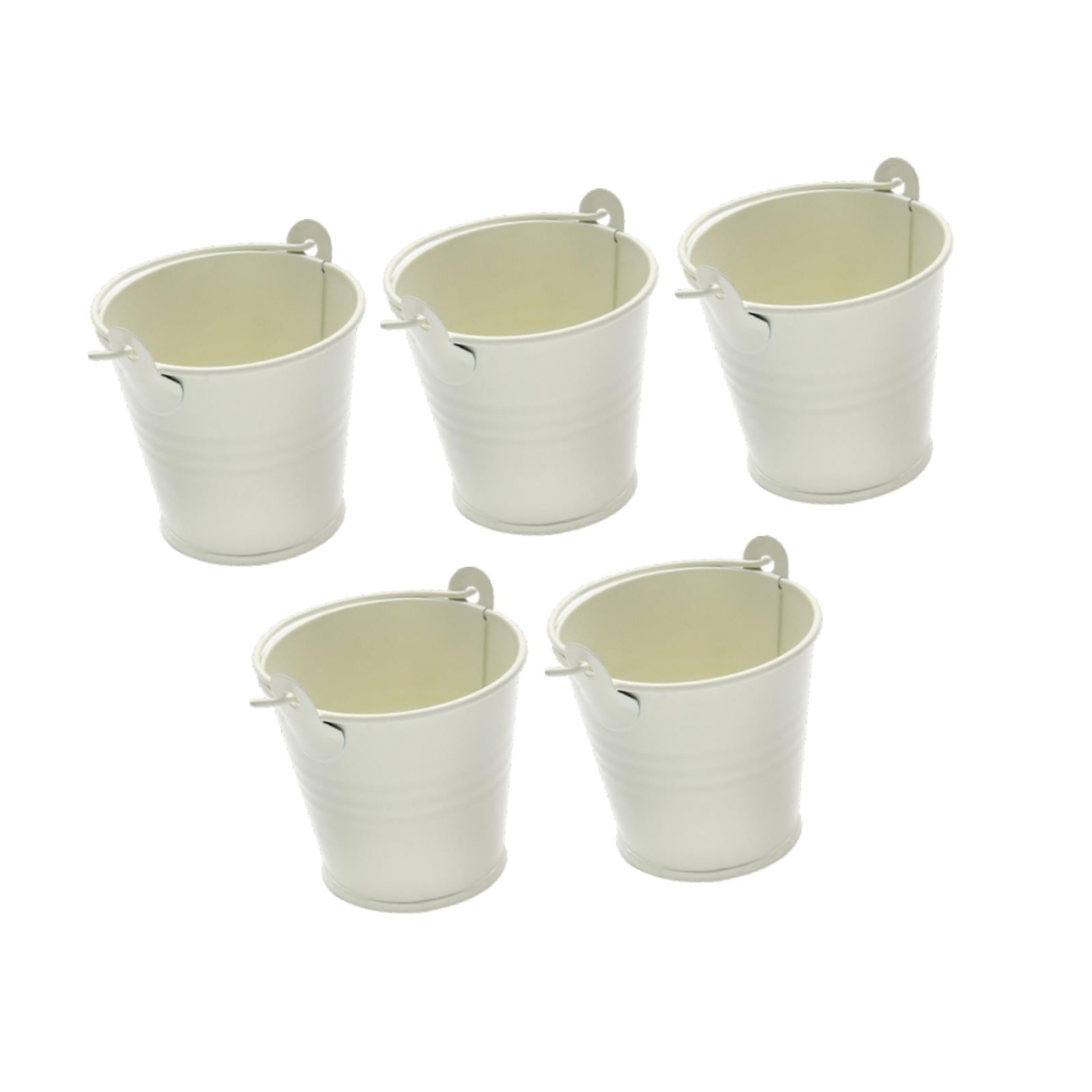 Ioensy - 5 Cubos De Metal Galvanizado, Contenedores Rústicos Para Recuerdos De Fiesta, Resistentes, Color Blanco