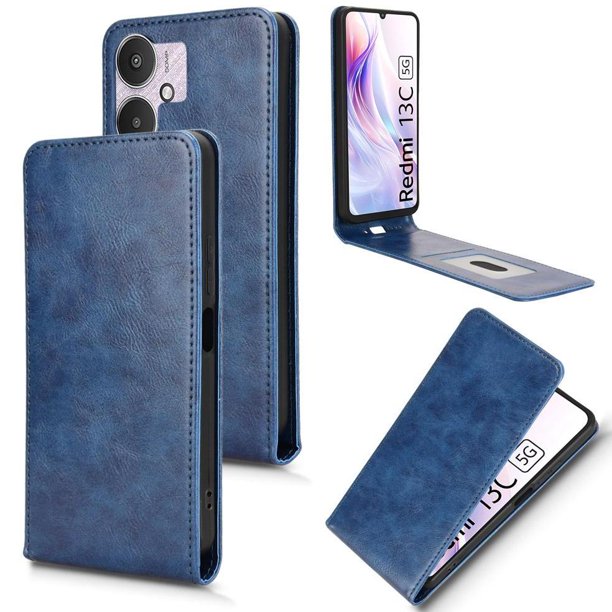 Funda tipo folio para Xiaomi Redmi 13C 4G con soporte magnético y protección para la cámara Azul