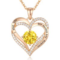 Heshpaws - Collar Colgante De Amor De Amor Con Piedra De Nacimiento Zirconia, Regalo De Joyería De Las Mujeres Para La Navidad, Cumpleaños, Aniversario