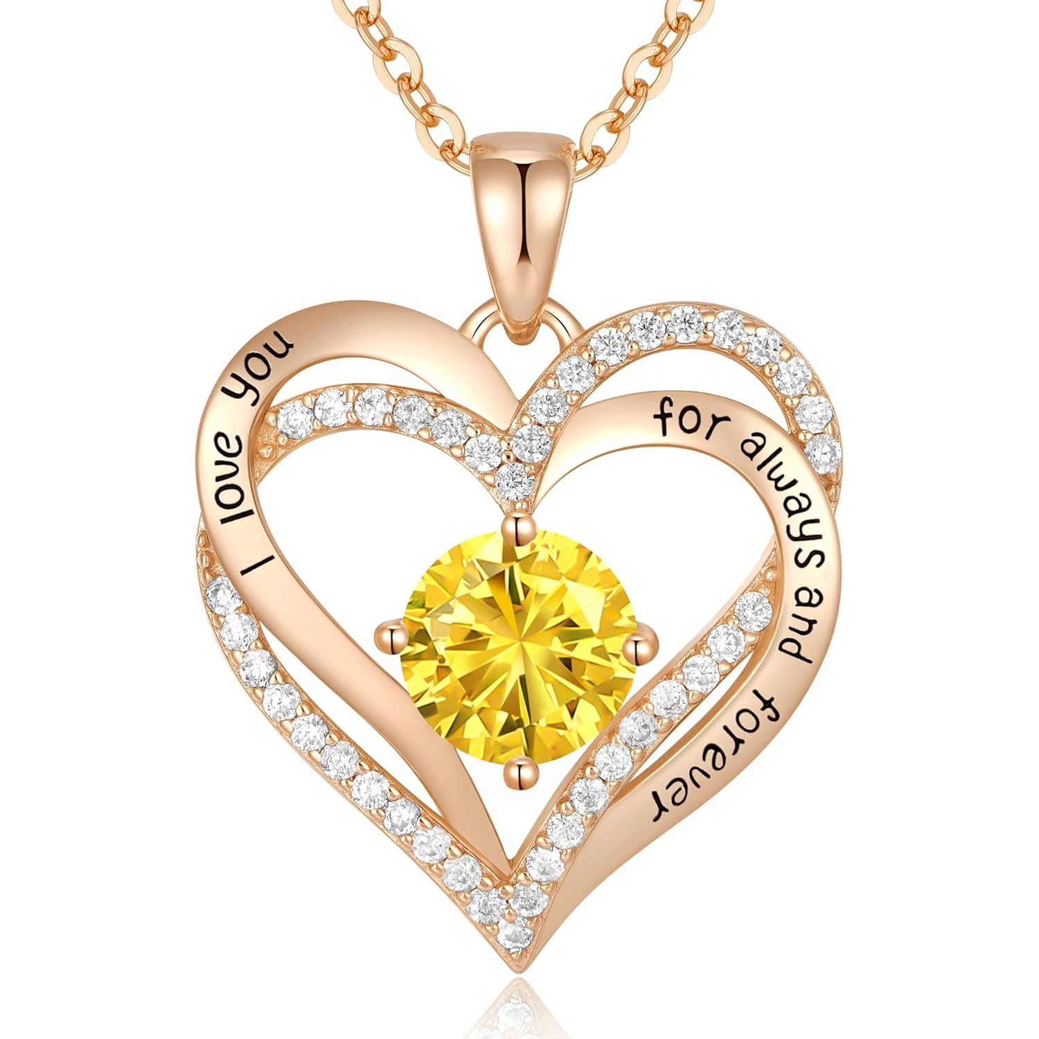 Heshpaws - Collar Colgante De Amor De Amor Con Piedra De Nacimiento Zirconia, Regalo De Joyería De Las Mujeres Para La Navidad, Cumpleaños, Aniversario