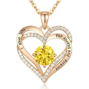 Heshpaws - Collar Colgante De Amor De Amor Con Piedra De Nacimiento Zirconia, Regalo De Joyería De Las Mujeres Para La Navidad, Cumpleaños, Aniversario