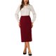 thumbnail image 2 of INSPIRE CHIC Falda Lápiz Estilosa para Mujer con Cintura Alta y Abertura Trasera para Trabajo y Uso Casual L Rojo Oscuro, 2 of 5