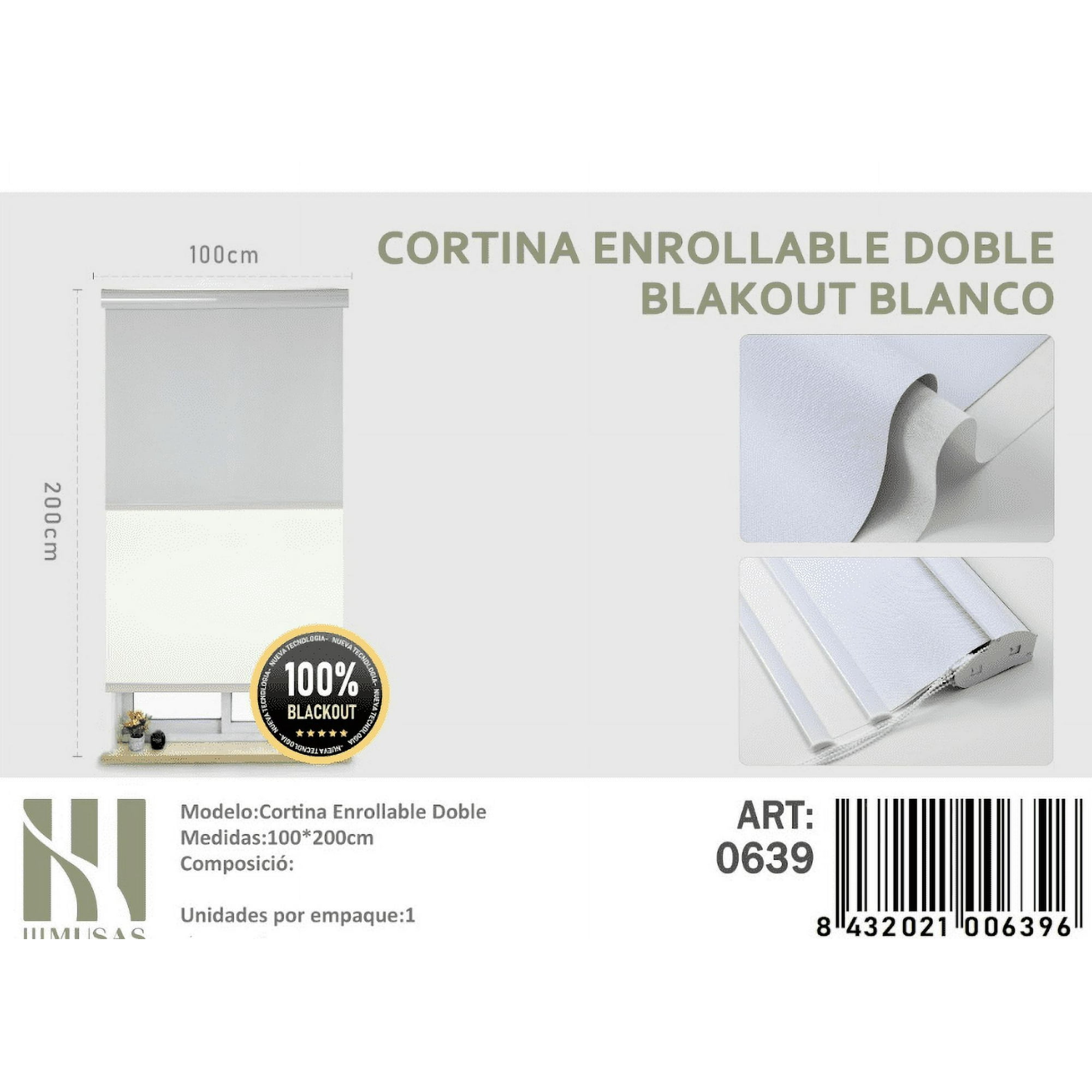 Mundo Shopping - Cortina Enrollable Doble Blackout Blanco Jaspeada 100x200cm Iii Musas