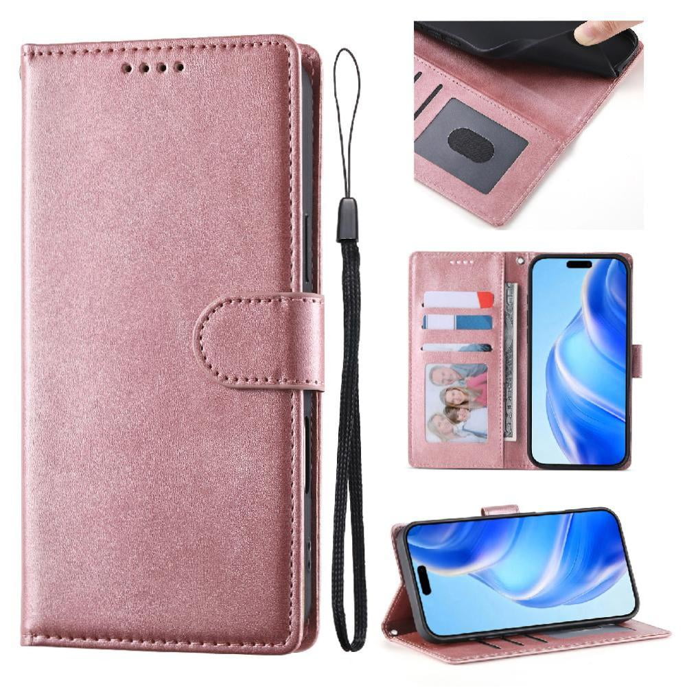 Foxdock - Funda Tipo Billetera Para Xiaomi 15 Ultra Cover 2 En 1 Desmontable Con Ranuras Para Tarjetas Y Ventana De Foto, Soporte Y Correa De Muñeca Rosa