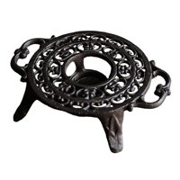 Bothyi - Calentador De Tetera De Hierro Fundido Rústico, Estable, Elegante, Hueco Para Balcón, Patio, Redondo Con Asa