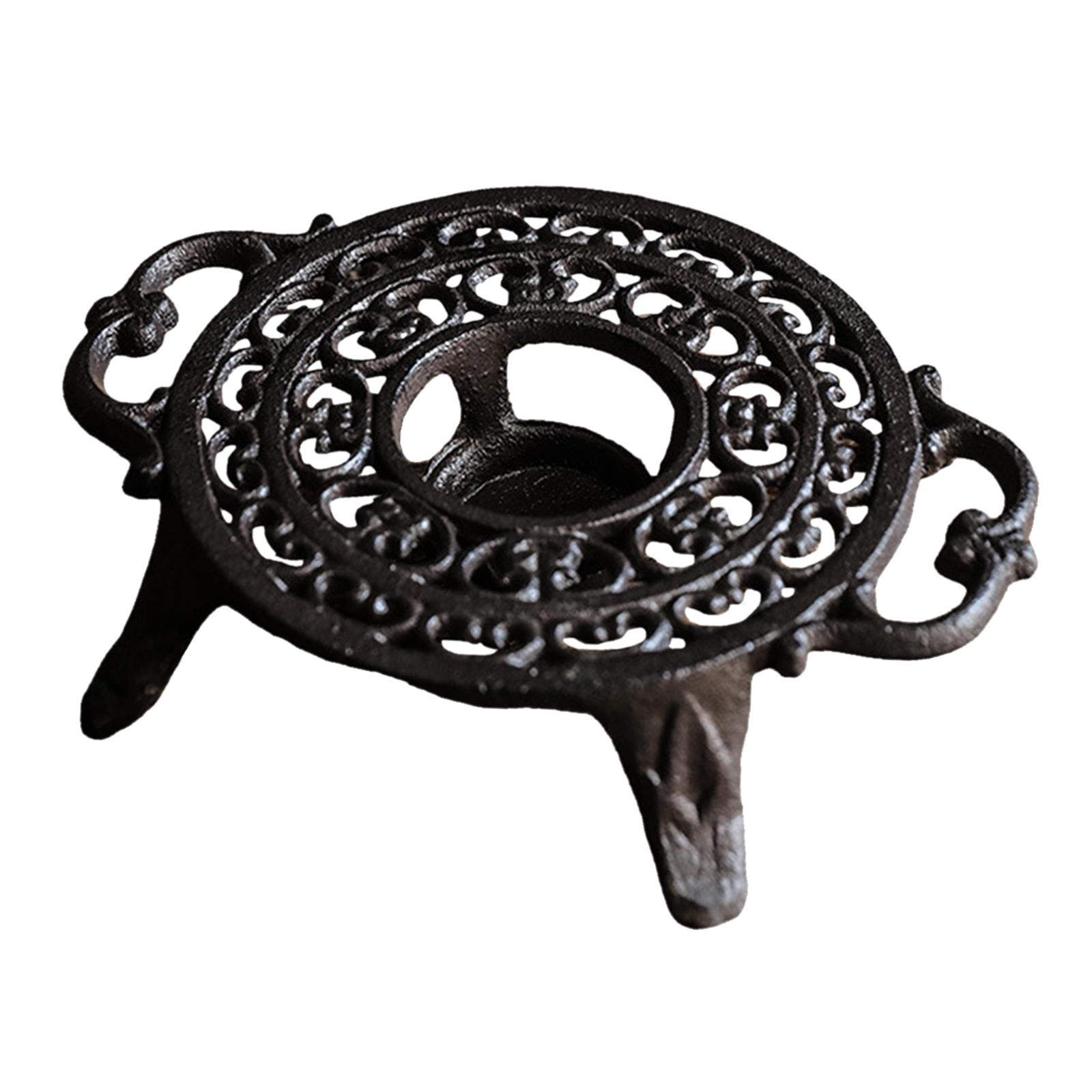 Bothyi - Calentador De Tetera De Hierro Fundido Rústico, Estable, Elegante, Hueco Para Balcón, Patio, Redondo Con Asa