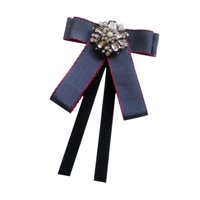 Ioensy - Broche De Cinta De Pajarita Para Mujeres Corbalo Para Traje Accesorios De Ropa De Blusa Azul Marino