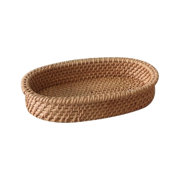 Bandeja De Mimbre Para Servir, Cesta De Frutas, Organizador De Alimentos Para Pan, Verduras, Bebida, 20cm X 12cm X 4cm