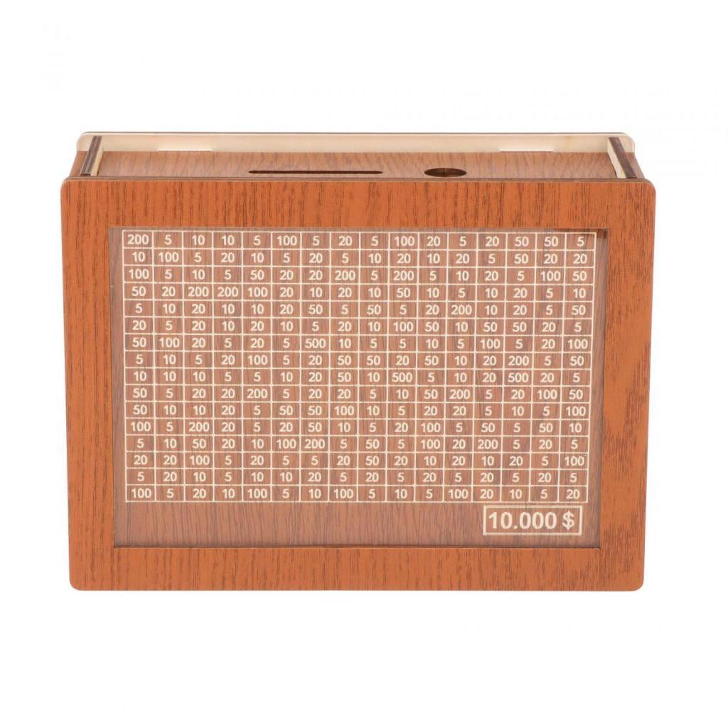 Magideal - Hucha De Madera Con Objetivo De Dinero Y Números, Con Contador Para Manualidades, Estuche De Almacenamiento Portátil, Caja De Ahorro De Dinero Para Ad 10000 Dólares