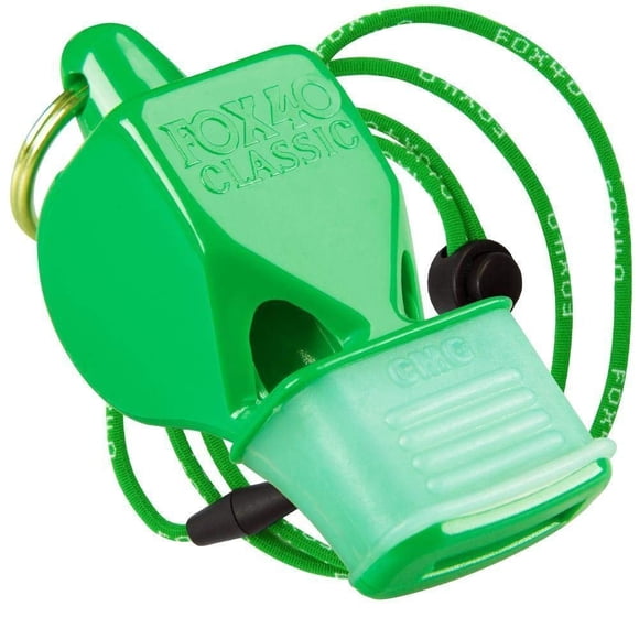 Silbato Fox 40 Classic CMG de 3 cámaras sin bola con cordón, verde