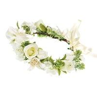 Xusx111 - Corona De Flores Para Las Niñas White Floral Holo Caballero Corona De Novia Corona De Novia Rústica Girlanda De Boda Foto Prop Bandera Para El Niño