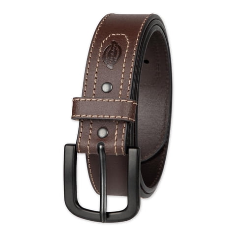 Cinturón Dickies De Piel Para Hombre, Color Marrón Con Puntada Tonal, Talla Pequeña
