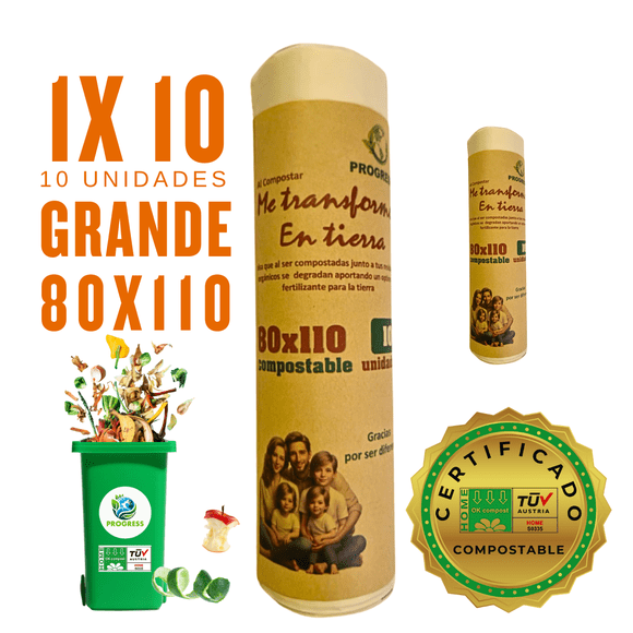 Bolsa Basura 80x110 cm Compostable y Biodegradable | 10 unidades