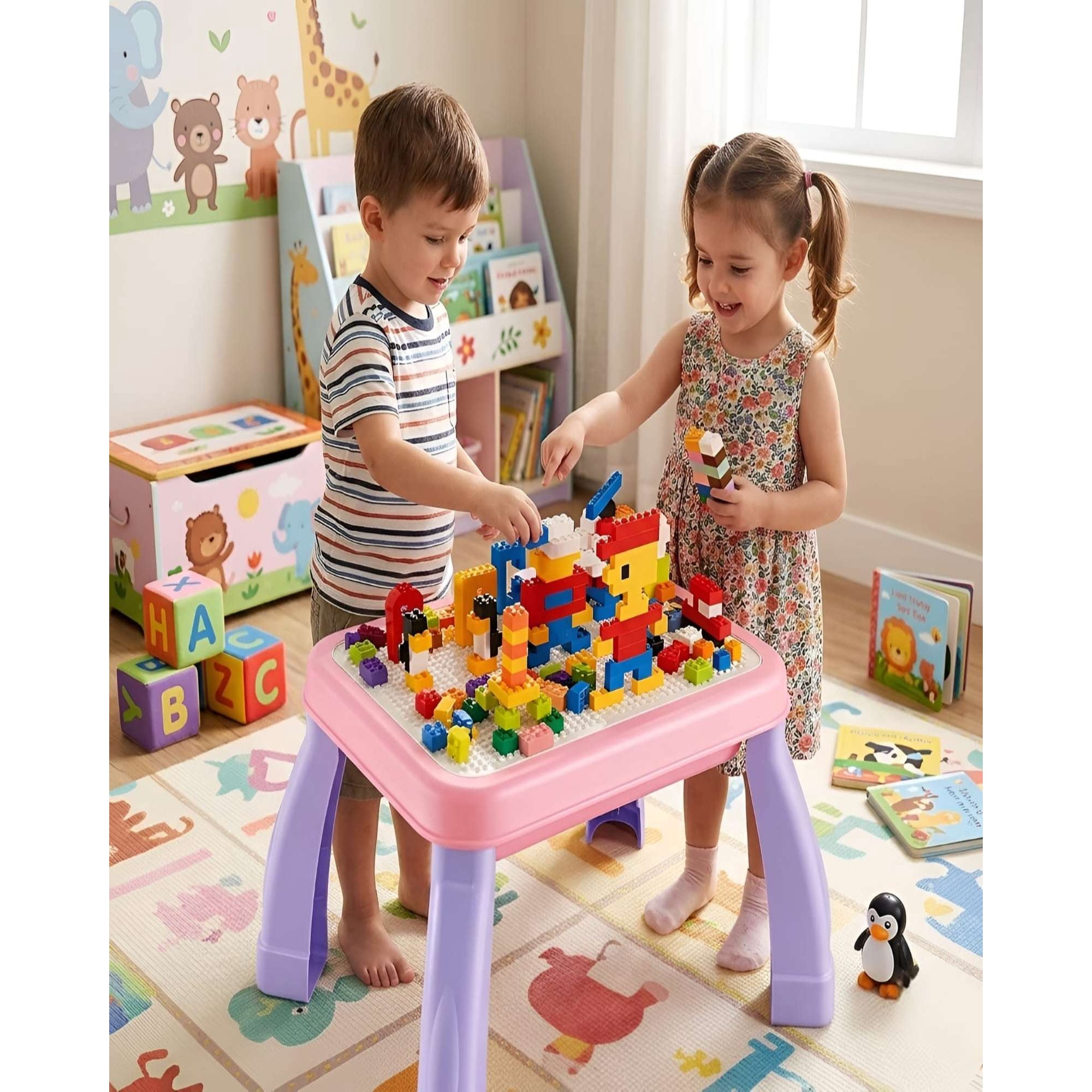 Mylhogar - Mesa Didáctica Infantil Para Bloques De Construcción