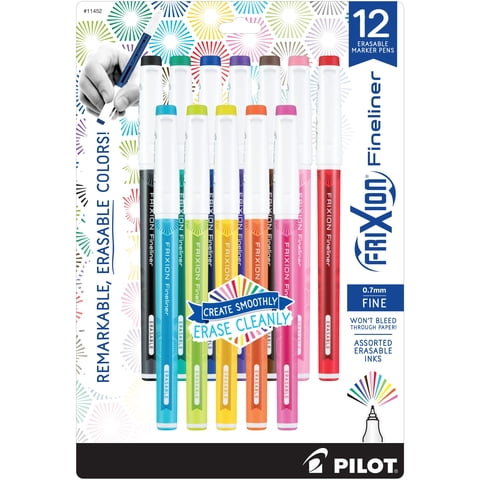 Rotuladores Pilot Frixion Fineliner Borrables De 0,7 Mm, Paquete De 12