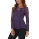 thumbnail image 4 of INSPIRE CHIC Blusa de Halloween para Mujer con Encaje, Abertura Frontal, Dobladillo Peplum, Manga Larga Transparente, Talla XL, Color Púrpura, 4 of 6