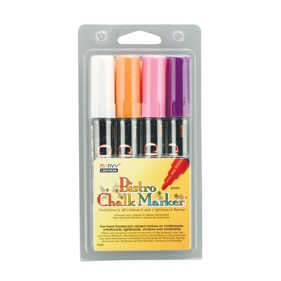 Set de Marcadores de Tiza Marvy Uchida Bistro 6mm Fluorescentes 4 piezas