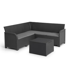 Keter - Juego De Terraza Living Jardin Rosalie Corner Storage Gris Oscuro