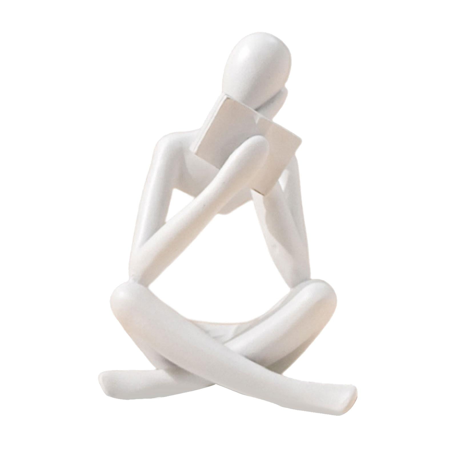 Bothyi - Estatuilla Estatuilla Humana Figuras Pensador Estatua Para Estante De Escritorio Sala De Estar 8cmx6cmx12cm Blanco