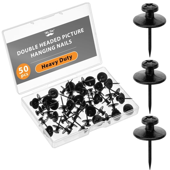 Picture Hanging Nails Mr. Pen, doble cabezal, 50 unidades, color negro