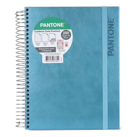 Cuaderno Premium Pantone Metalizado Carta Con Elástico 7Mm Turquesa