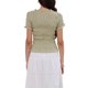 thumbnail image 3 of INSPIRE CHIC Top con Nido de Abeja para Mujeres Y2K Cuadros Manga Corta Cuello Redondo Volantes Fruncidos Camiseta L Gris Verde, 3 of 6