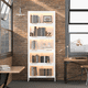 thumbnail image 1 of 76.75'' Tall Iron Display Cabinet with Glass Doors, 5-Tier Steel Barister Bookcase with LED Lights for Collectibles, Modern Style Curio Cabinet for Home Living Room Office Study & Playroom - White, 1 of 3