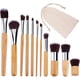 thumbnail image 1 of Juego de 11 brochas de maquillaje de bambú natural, suaves, para polvos, cremas y cosméticos., 1 of 8